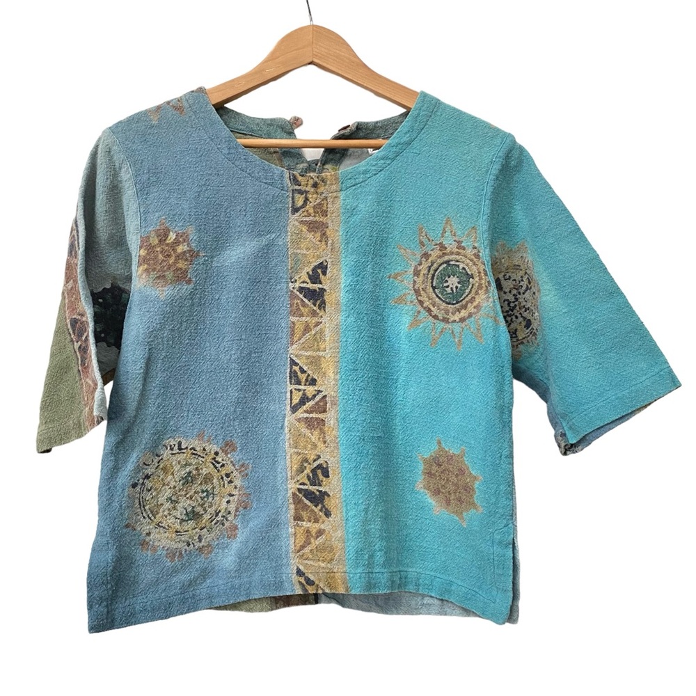 Spirit Oregon Artsy Turquoise Blue Green Top  Sun design size S